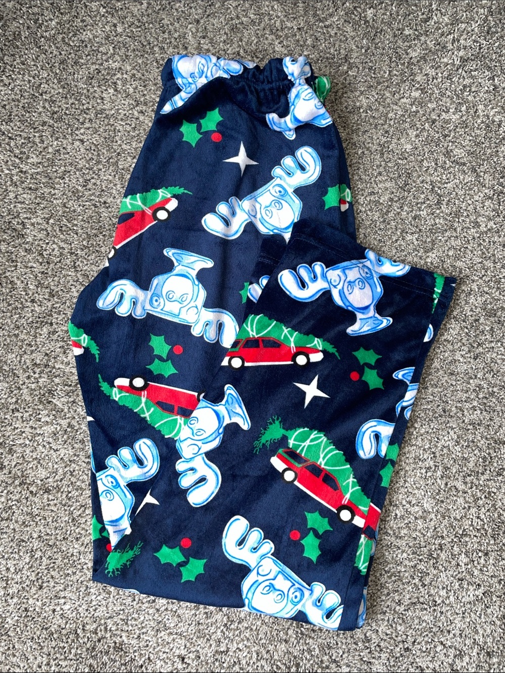 National Lampoon’s Christmas Vacation Navy Blue Moose Pajama Pants.  Size M. - Picture 2 of 4